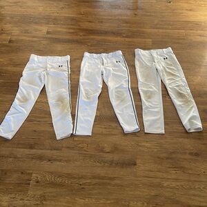 Under Armour Medium White Baseball Black Piping and Plain Practice Pants